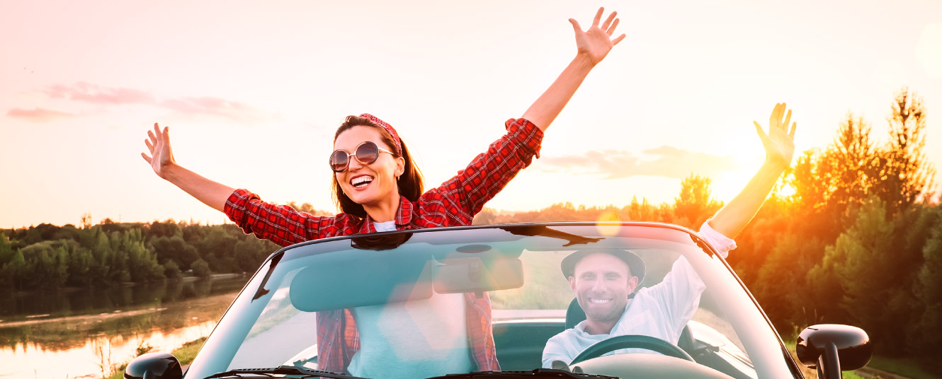 two people in a car